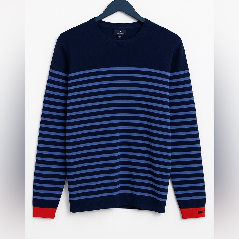 Brooks Brothers Dark Blue and Light Blue Knit Sweater - Large